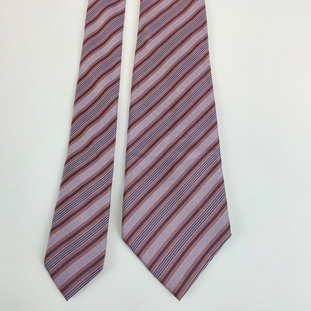 Vivara‎ by Emilio Pucci Mens Silk Tie Purple Orange Striped Made in Italy Luxury